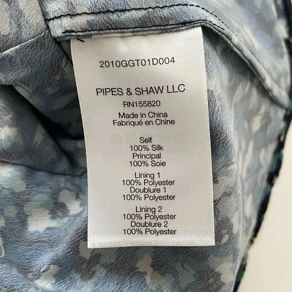 Veronica Beard Dress Anjali Ruched Blue Floral Print Silk Mini Length Womens 14 - Picture 11 of 14